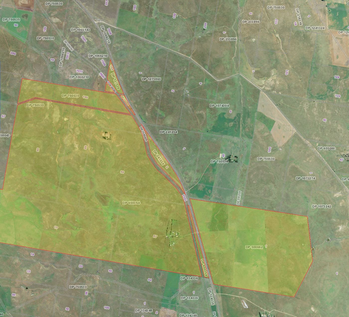 Aerial view of the holding with an indicative boundary drawn over NSW aerial imagery.